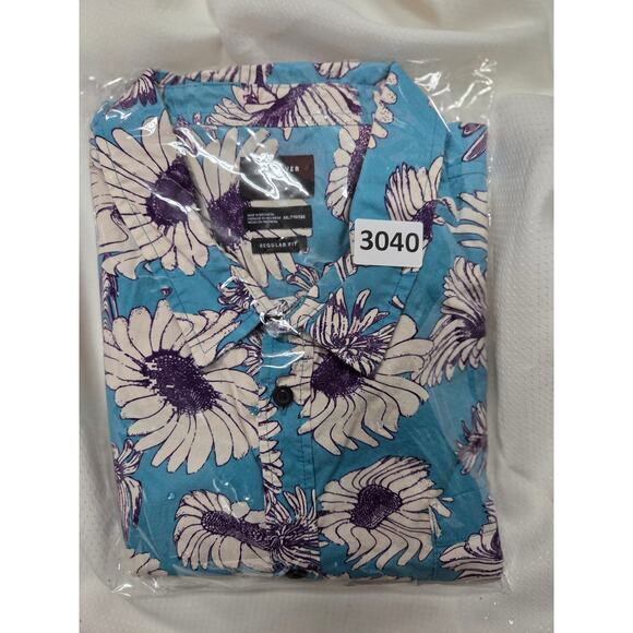 Quicksilver Hawaiian; Tropical; Aloha Shirts Blue with White Floral Sz XXL - Picture 2 of 7